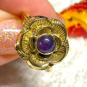 💜💍pretty genuine amethyst ring -flower-Feb birthday
